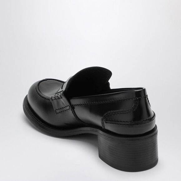 Miu Miu Women Black Penny Loafer In Brushed Leather - Picture 2 of 2